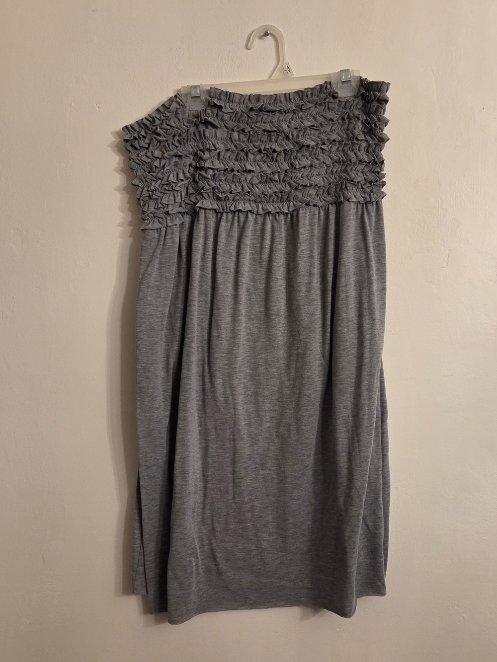 Xhilaration Smocked Ruffle Strapless Mini Dress Juniors XL Gray Knit Casual